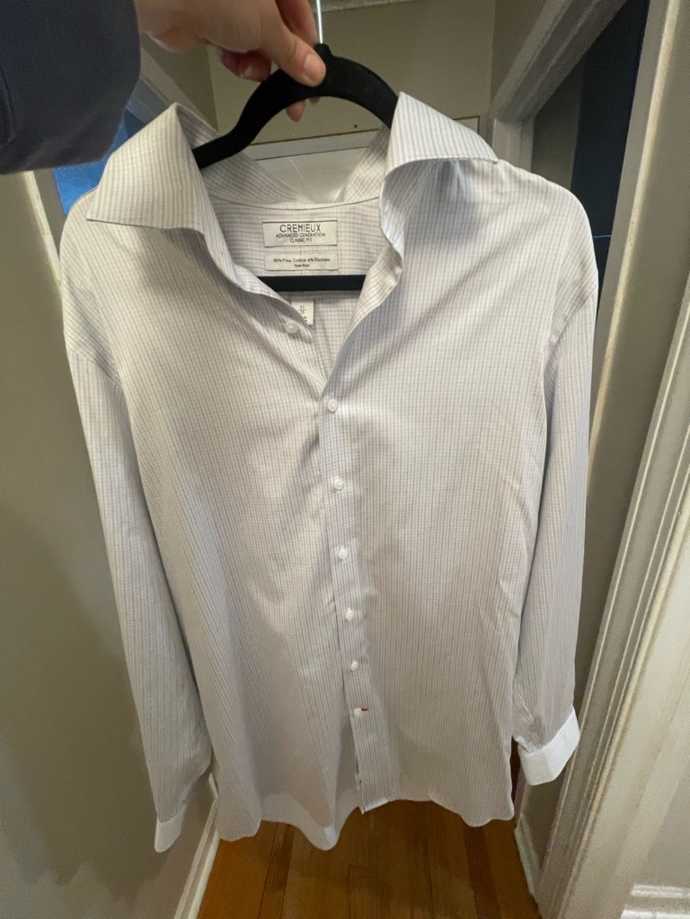 Daniel Cremieux White Dress Shirt with Light Blue Pinstripes